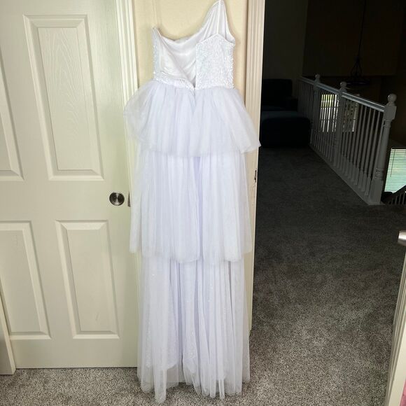 Women’s Elegant Sequins Ball Room Maxi Prom Party Mesh Dress White Size XS - Picture 3 of 17